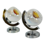 Pair of table lamps with large Murano globes from the 1970s.