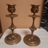 Pair of gilded bronze candlesticks Napoleon III