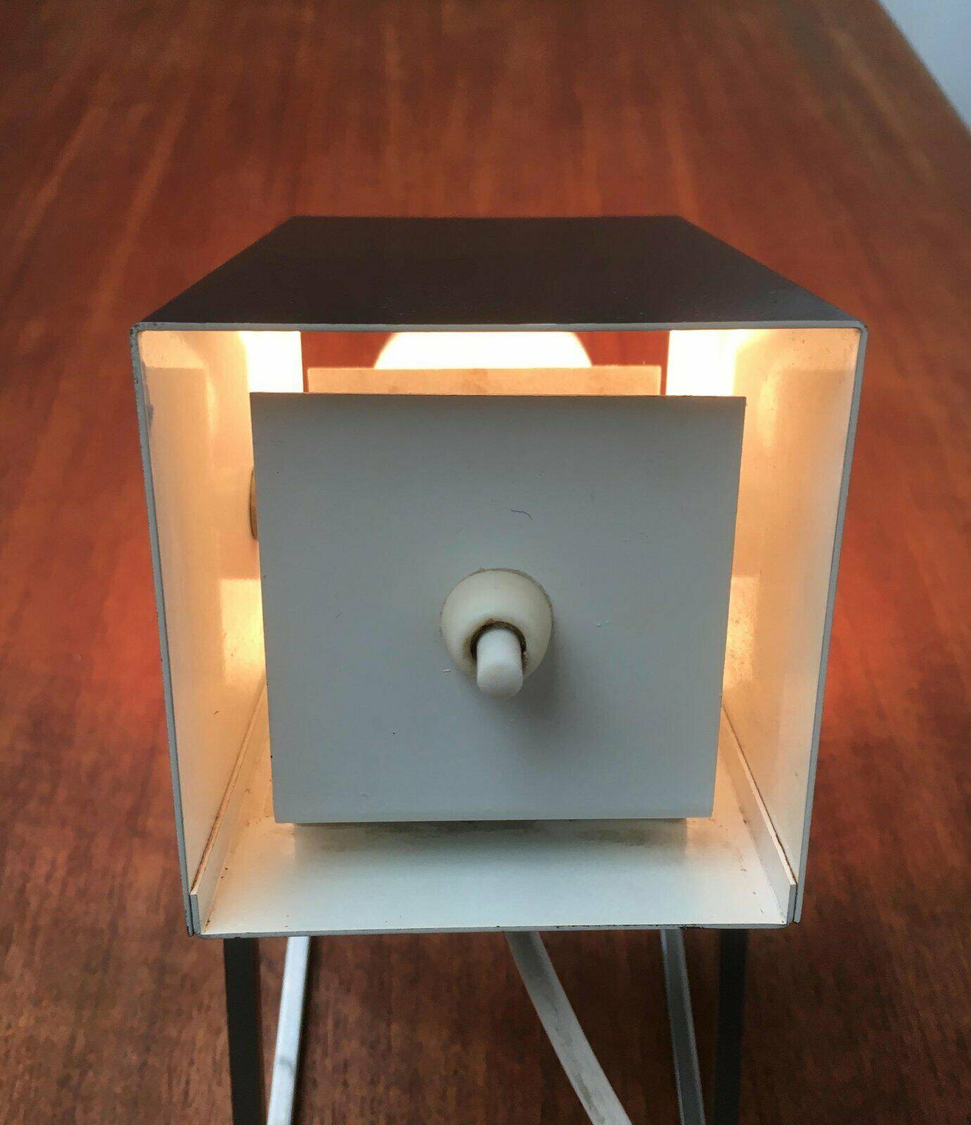 Mid-century German cube table lamp by Kaiser Idell Leuchten.