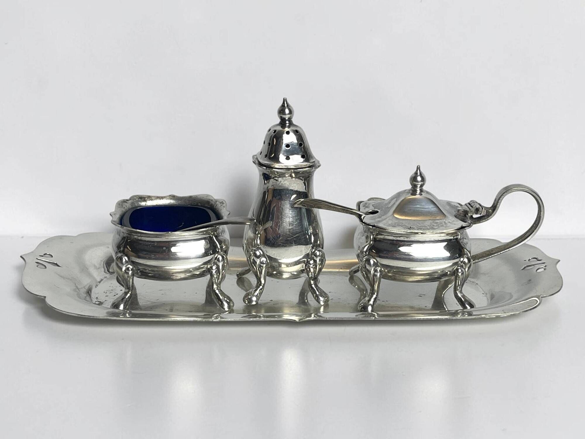 Tableware, 3-piece server silver-plated tray early 20th century