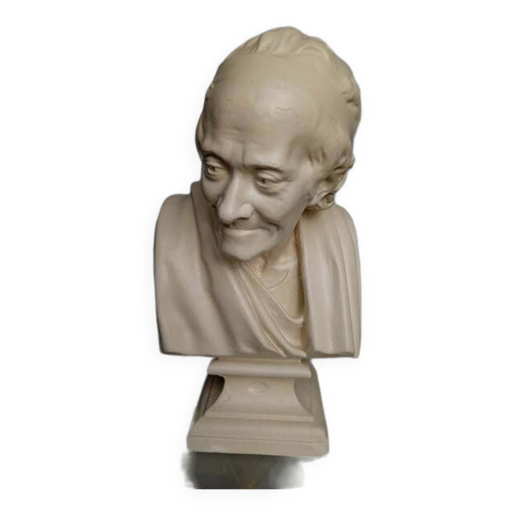 Voltaire bust in plaster 60cm th mid 20th century