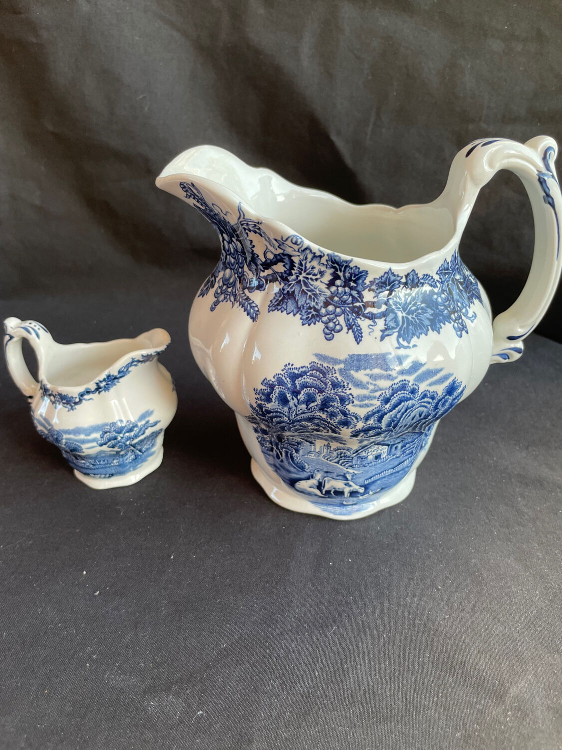 Set of 2 English porcelain pitchers