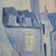 Canvas signed "blue houses"