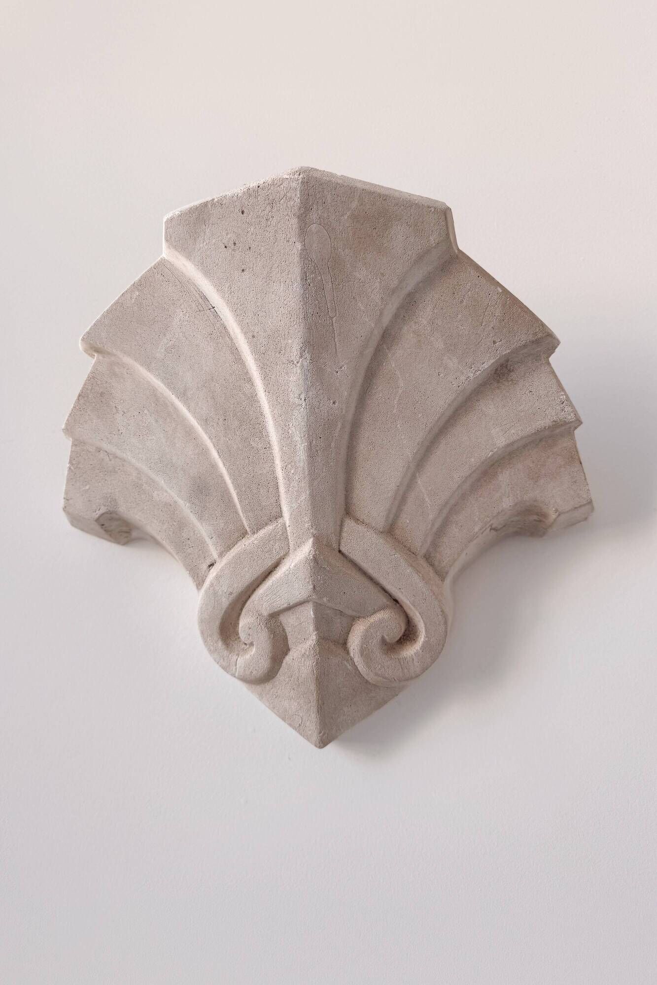 Pair of vintage geometric wall sconces in plaster, France, 1960.