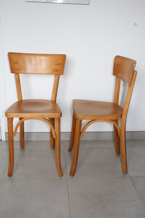 2 Baumann chairs back wide light beech