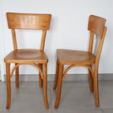 2 Baumann chairs back wide light beech