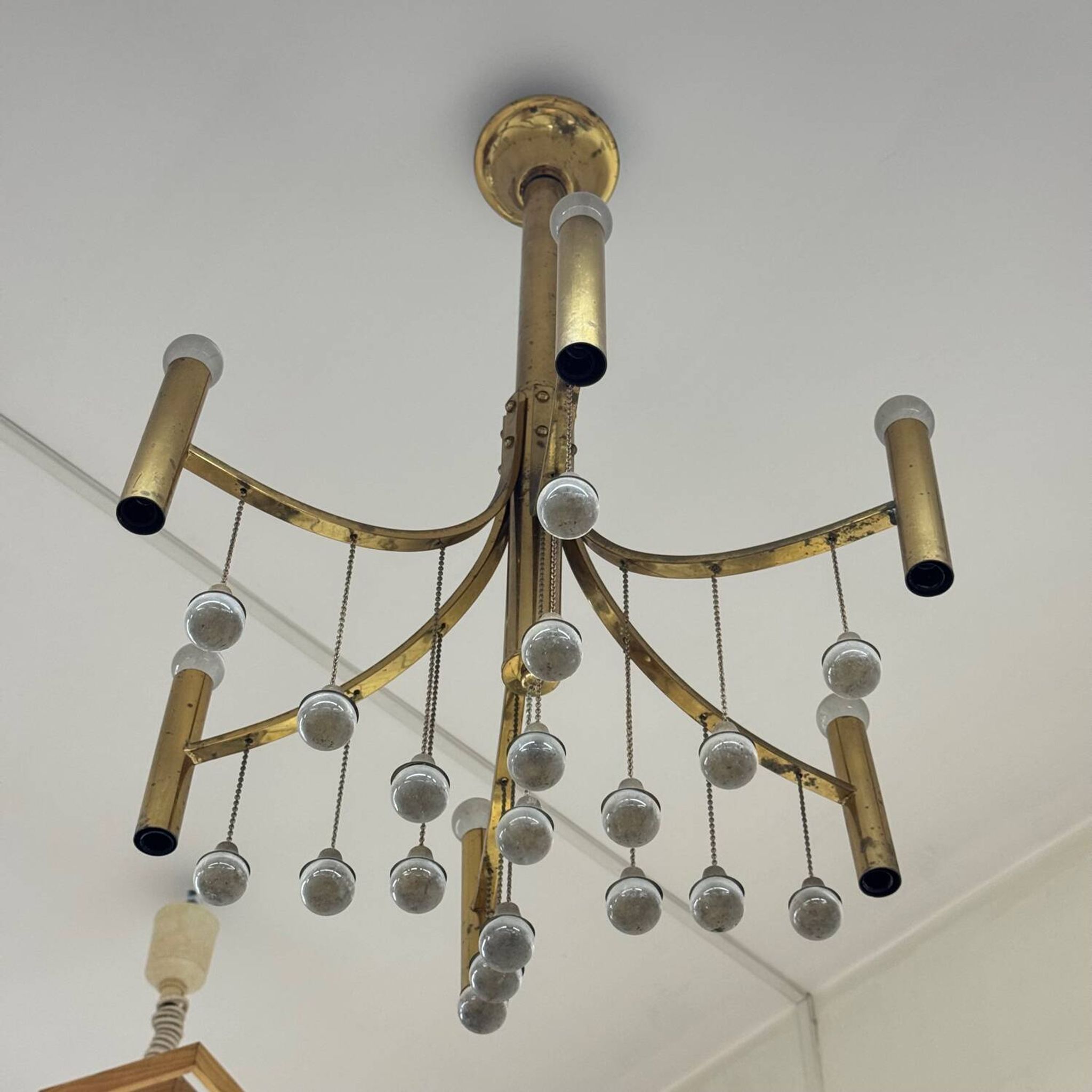 Gaetano Sciolari Geometric Chandelier Hollywood Regency 1970’s
