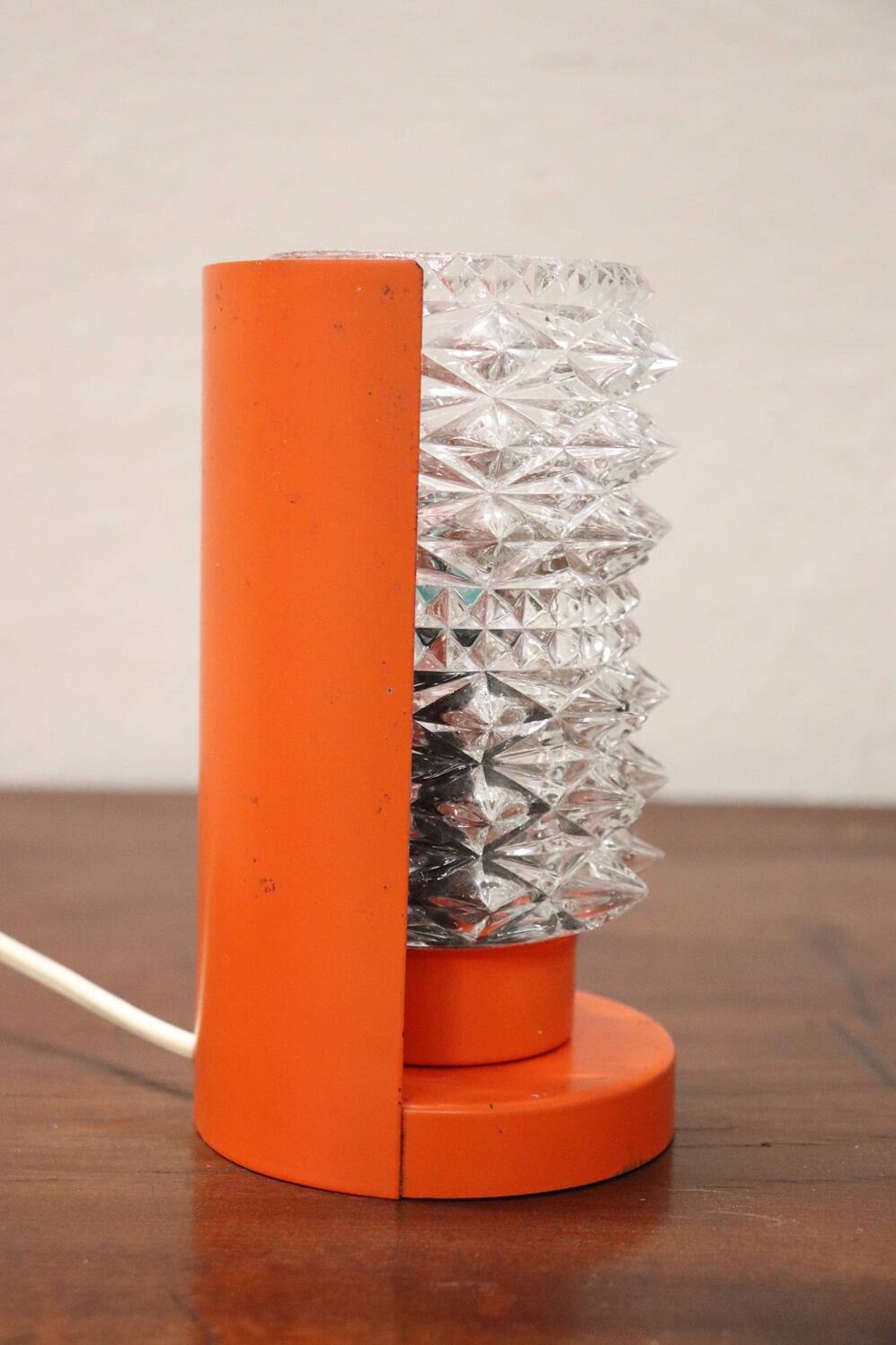 Murano Glass and Orange Metal Table Lamp, Italy, 1950s