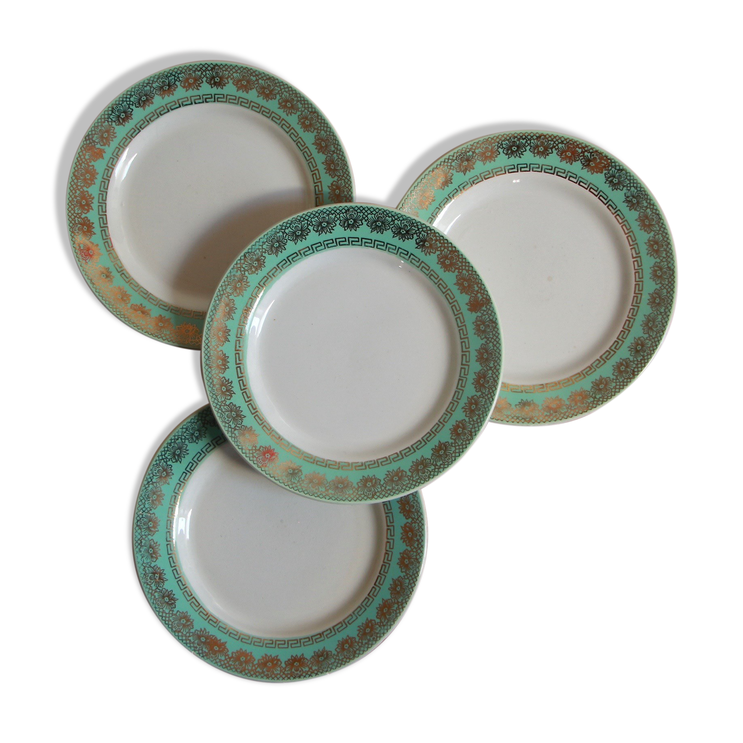 Mint and golden dessert plates