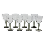 8 Bormioli Rocco Vintage Crystal Water Glasses with Grooved Grey Base