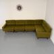 Ancien canapé d’angle modulable design scandinave en tissu vert 1960