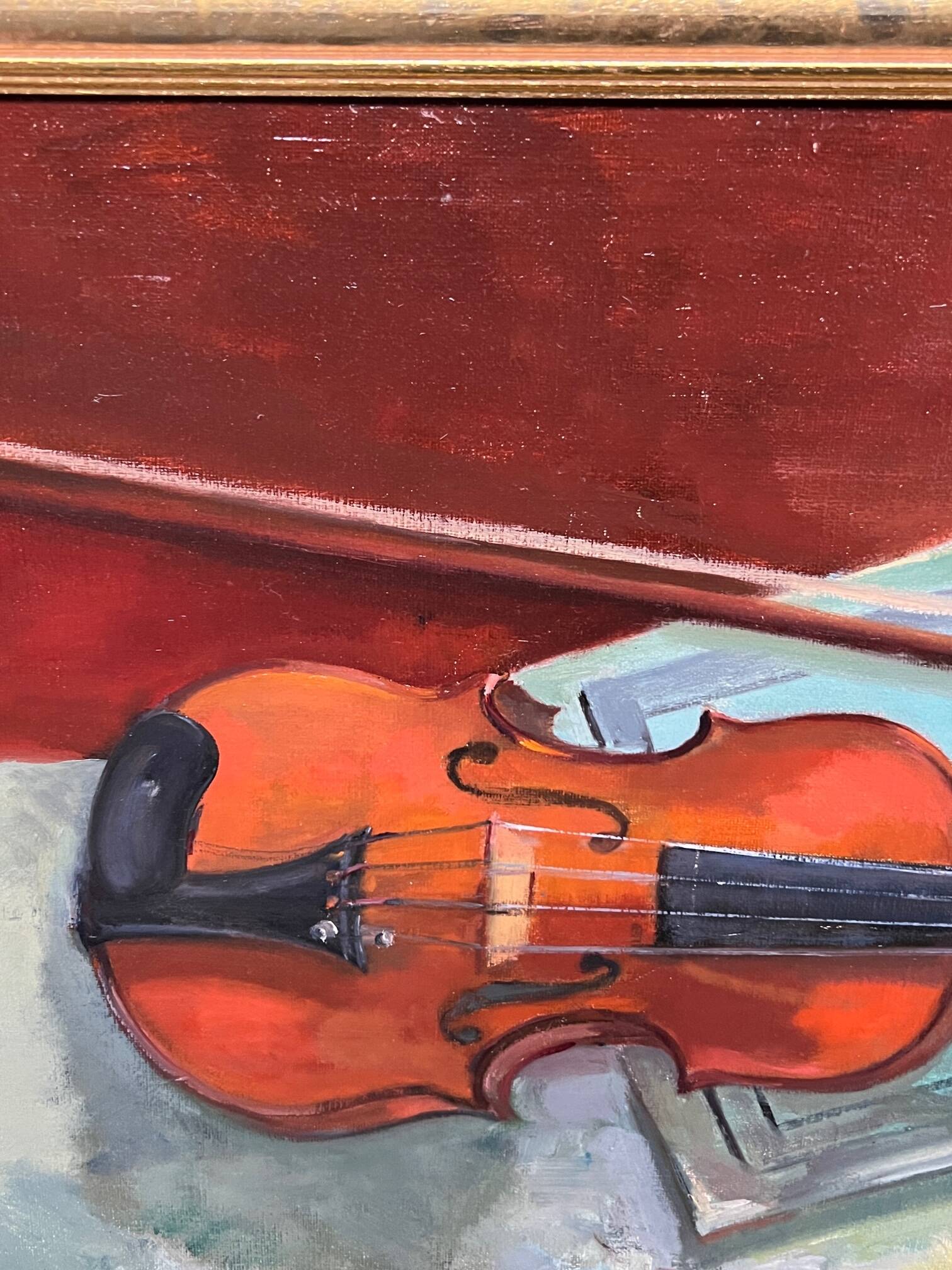 Marcel van den Plas (1939 - 2019). Nature morte au violon.