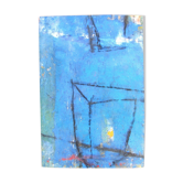 Contemporary art painting, study on a blue background
