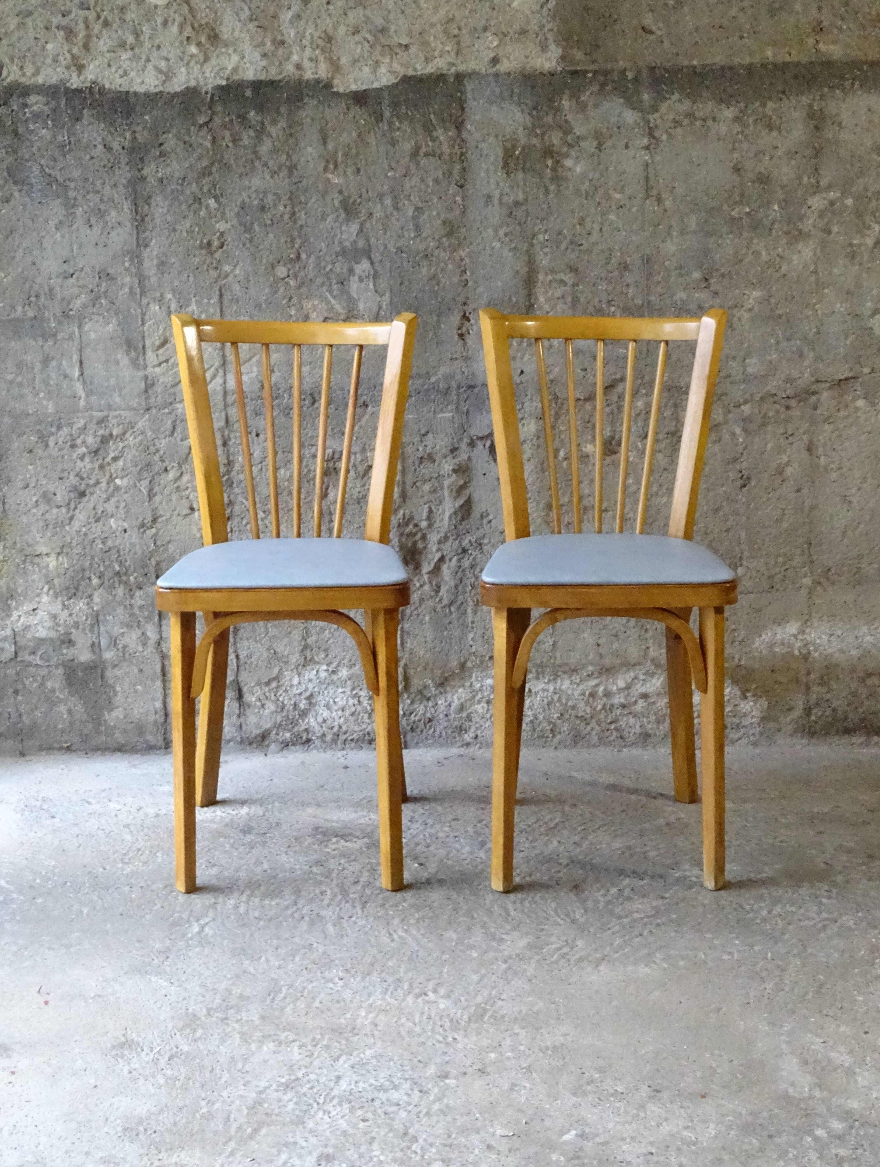 Set de 2 chaises baumann bistrot n°53 skaï gris