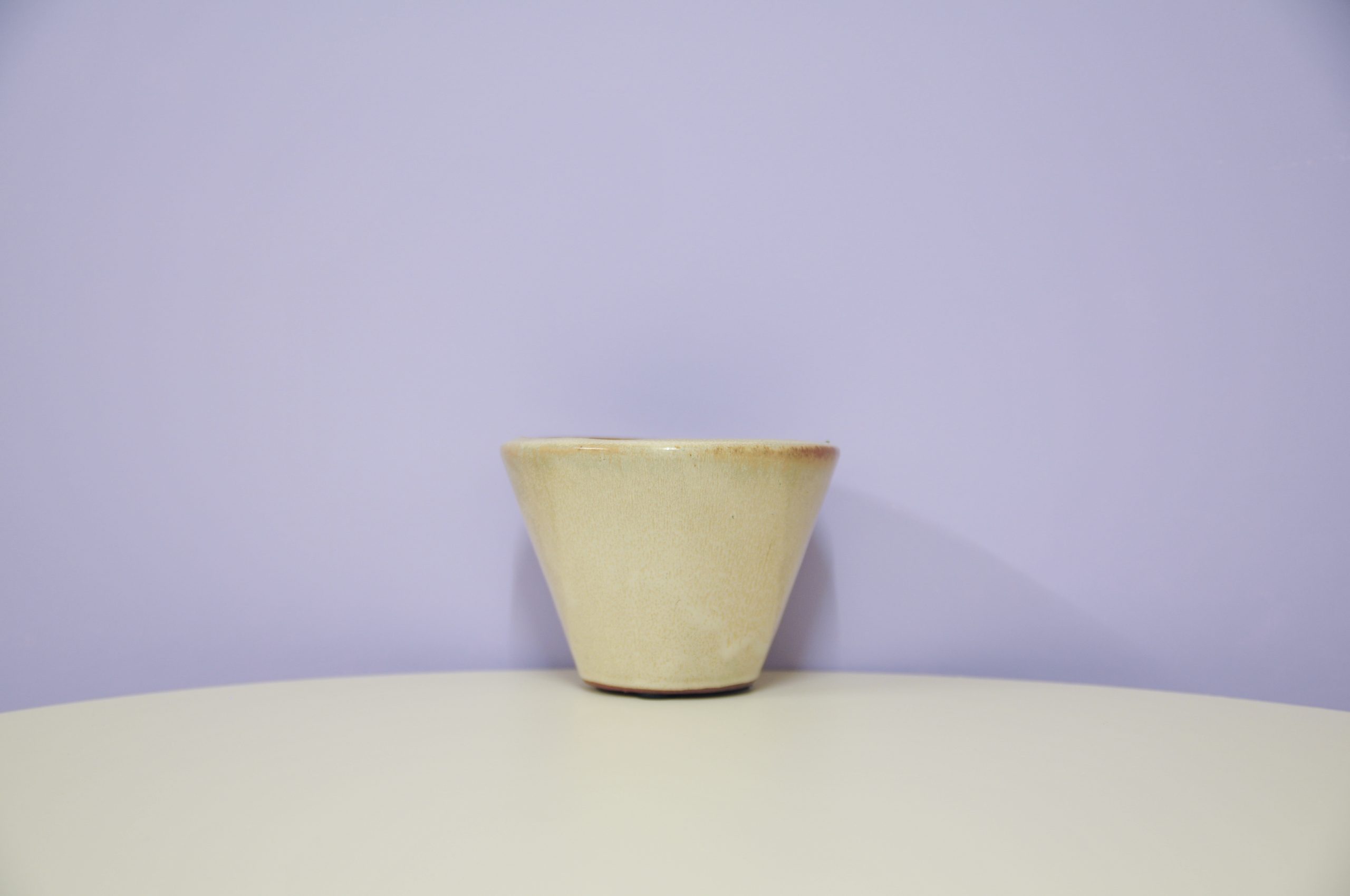 Vintage beige ceramic flower pot