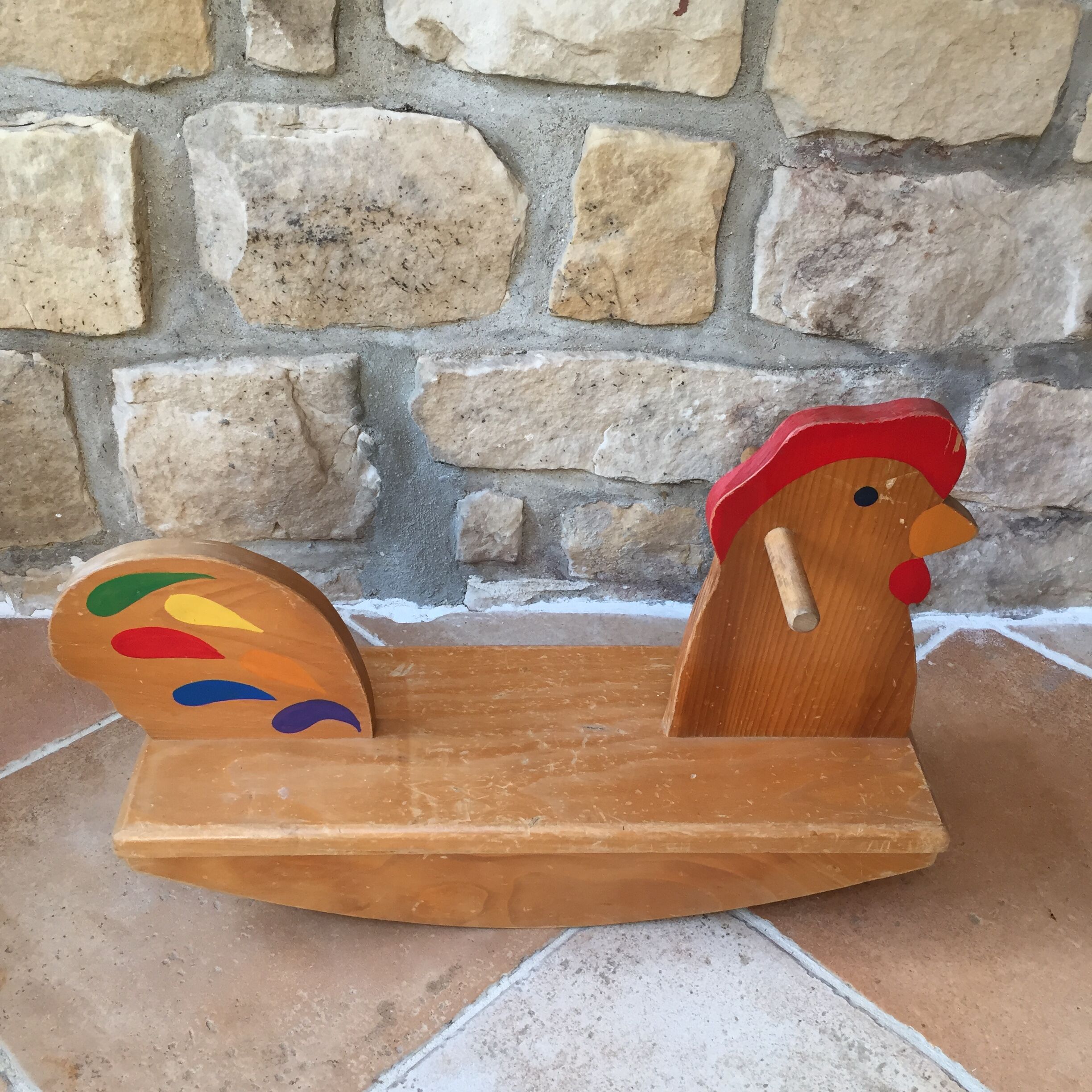 Wooden rocking hen