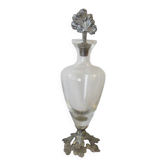 Large glass wine carafe with pewter vine leaves.