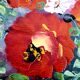 Oil on canvas bouquet of red flowers signed