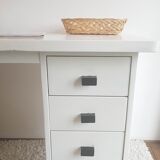 White desk with compass feet circa 1960