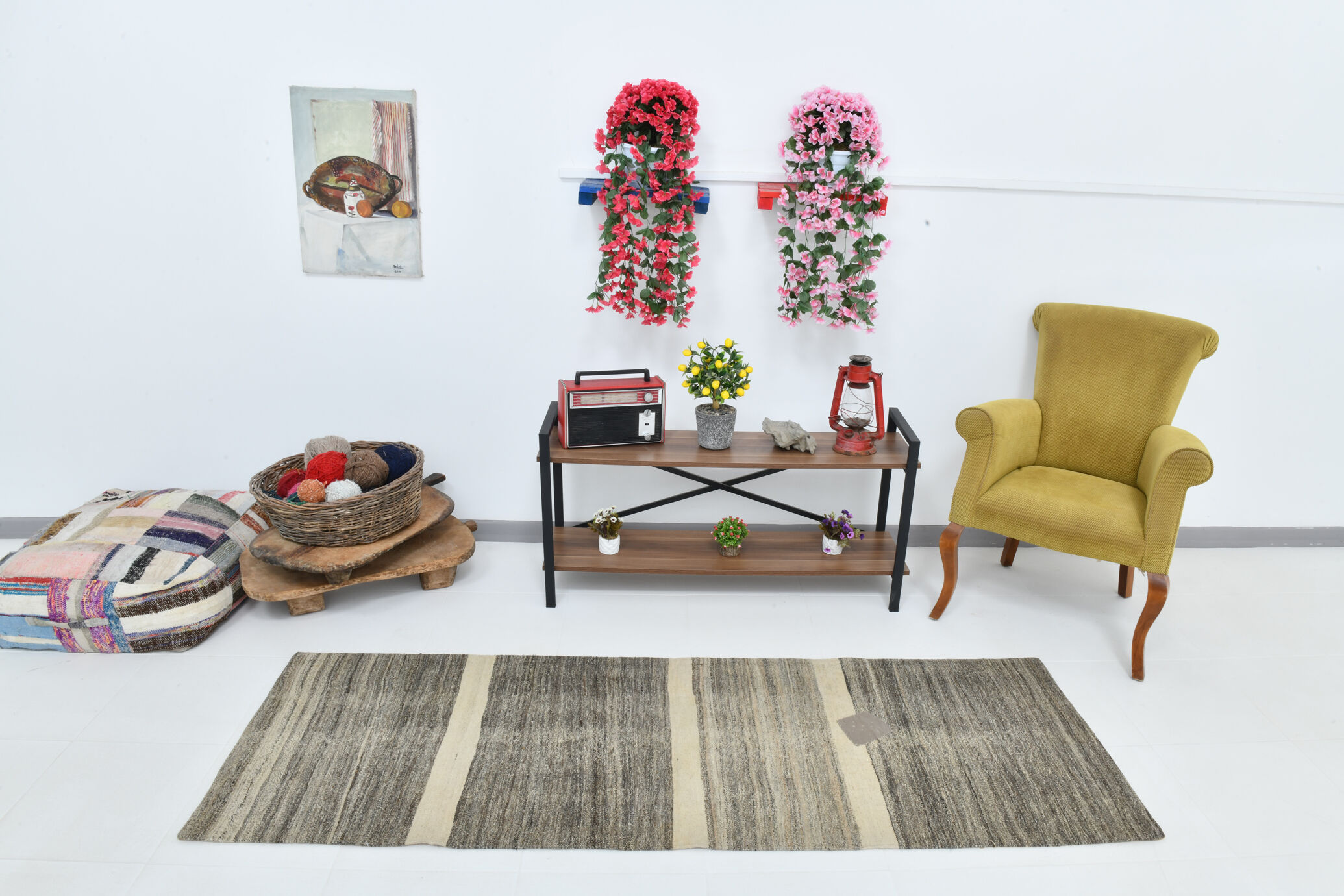 Shades of brown vintage runner rug 75x225cm