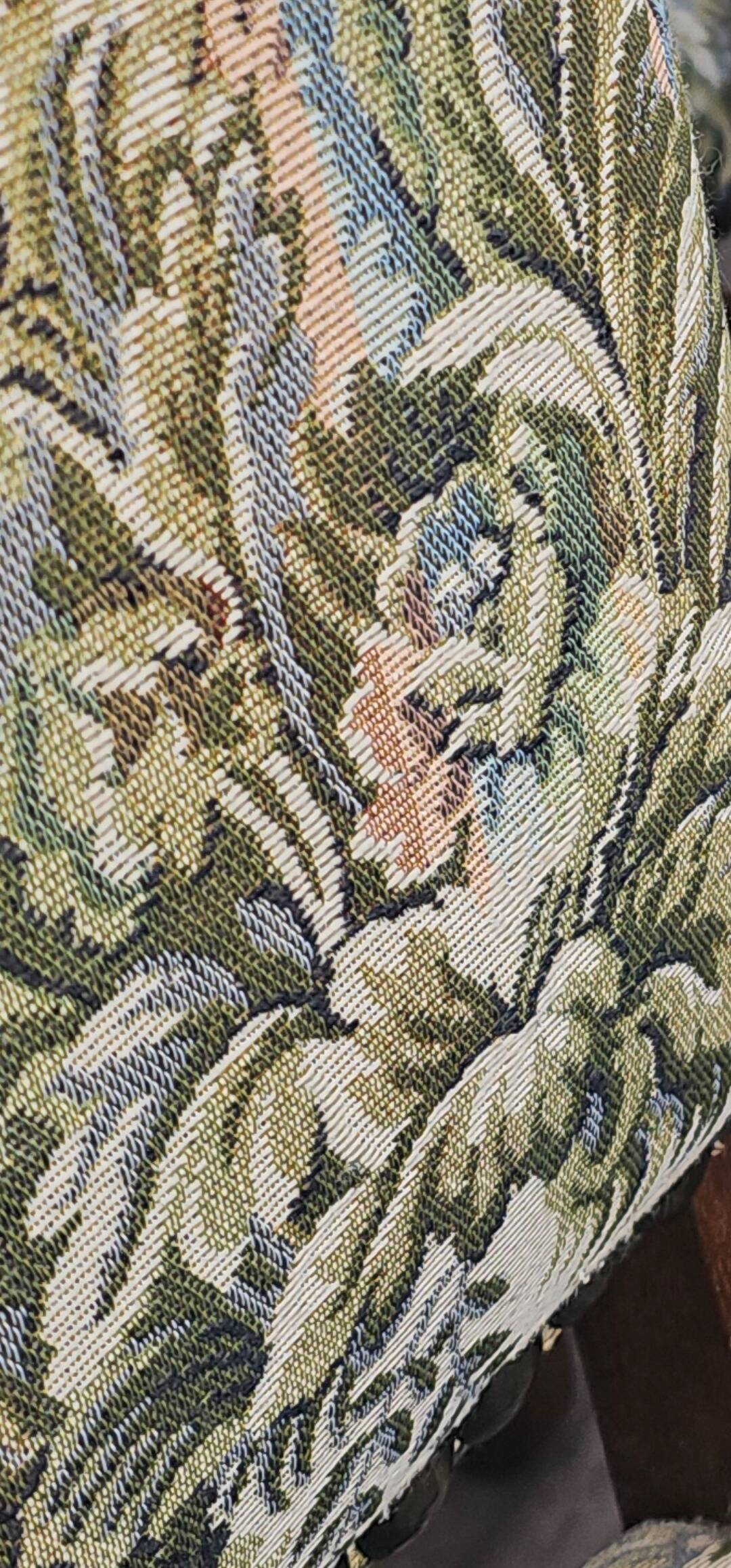 6 Louis XV style solid wood chairs with jacquard upholstery.