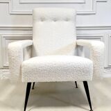 Fauteuil vintage en laine bouclée