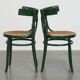 Set of 2 Green Vintage Bistro Chairs with Woven Reed Seats