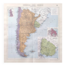 Carte ancienne Amérique du sud Argentine Chili Uruguay 43x43cm de 1950