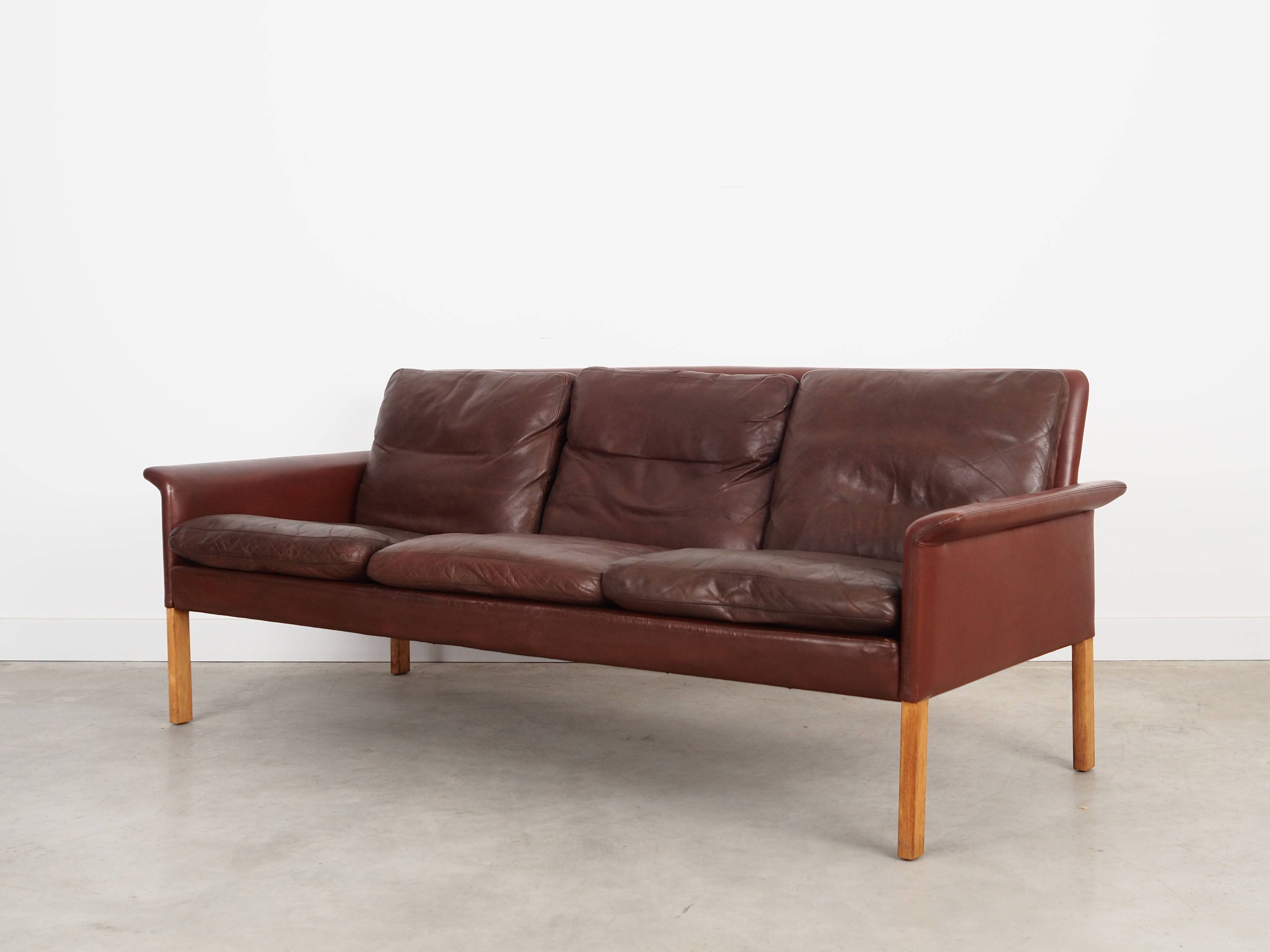 Brown leather sofa, Danish design, 1960s