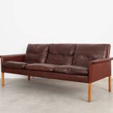 Brown leather sofa, Danish design, 1960s