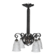 Art Deco style chandelier in molded glass and wrought iron frame