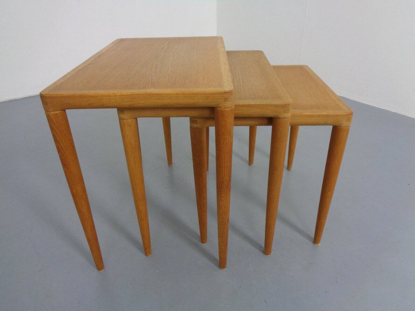 Danish Oak Nesting Tables by H.W. Klein for Bramin, 1960s, Set of 3