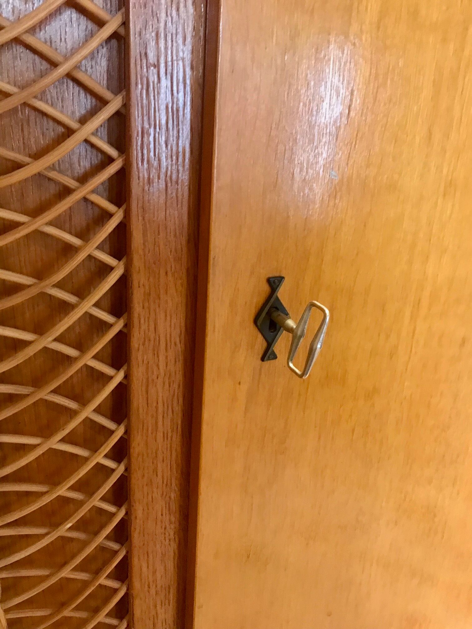 Wood cabinet and rattan 60s