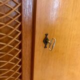 Wood cabinet and rattan 60s