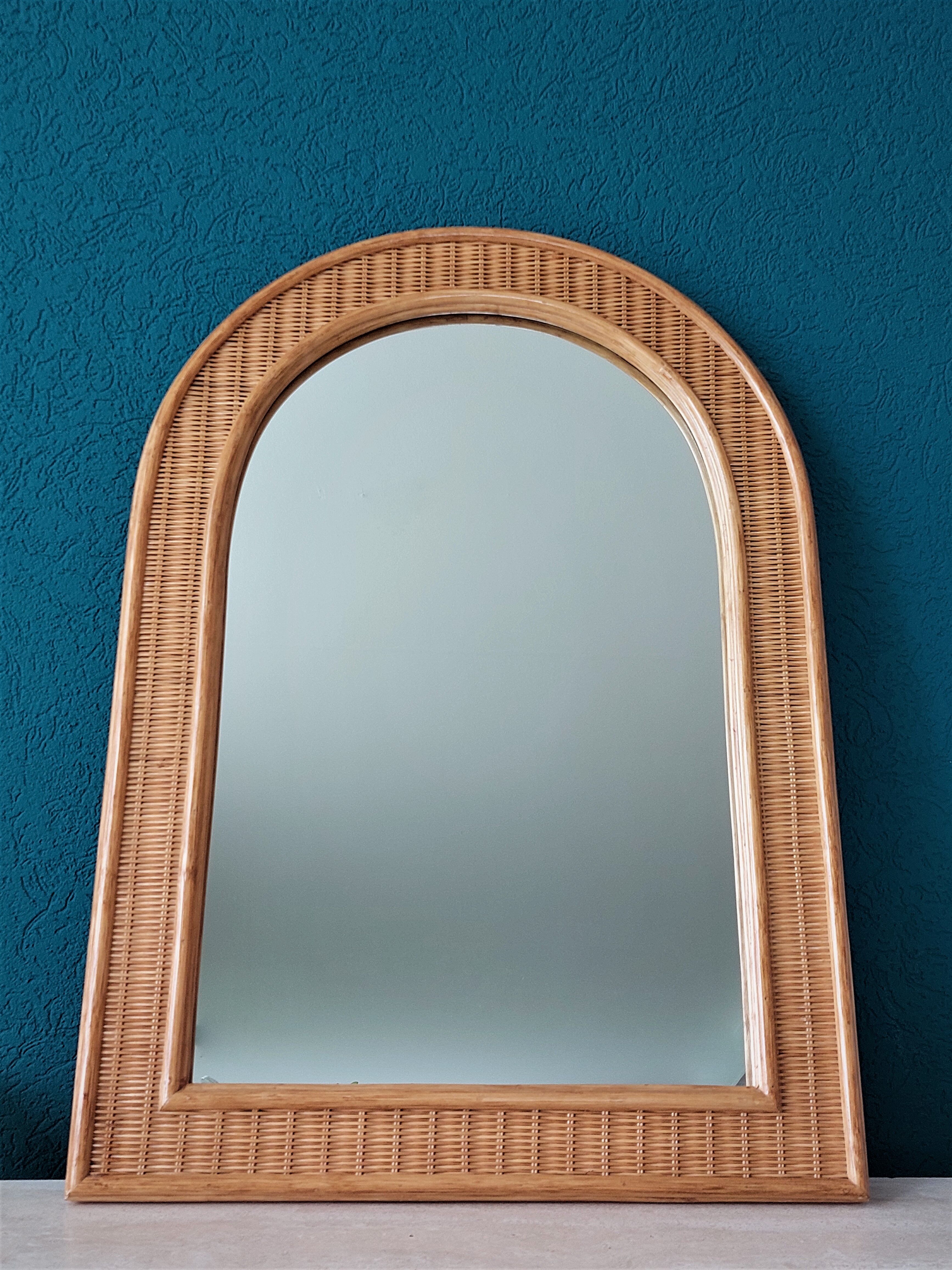 Vintage Rattan Mirror 81x58