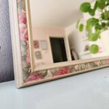 Vintage floral wooden mirror 80s 34x49cm