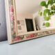Miroir fleuri vintage en bois 80s   34x49cm