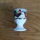 Coquetier faience blanche decoration hen rooster and chicks