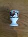 Coquetier faience blanche decoration hen rooster and chicks