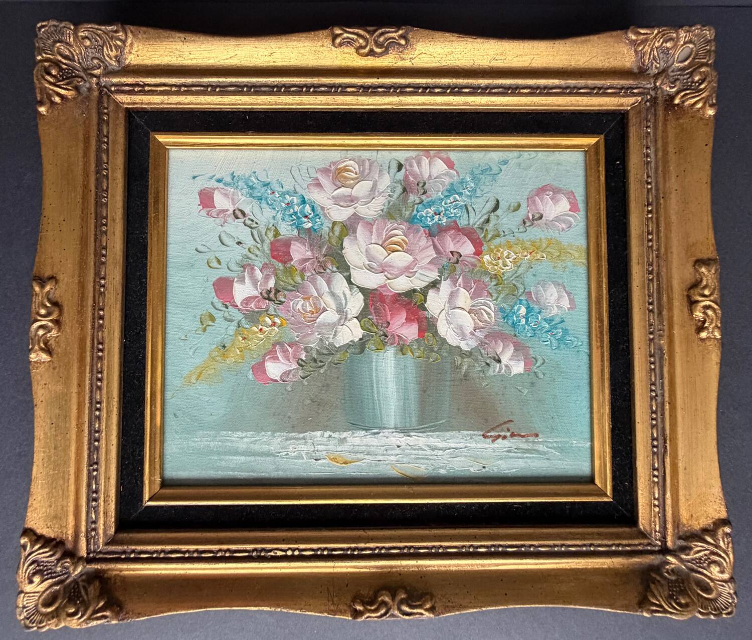 Tableau: oil on canvas - still life with flowers