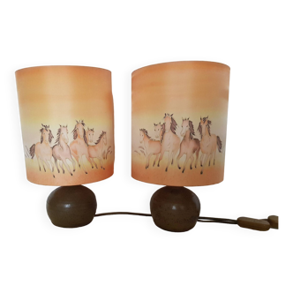 Pair of bedside lamps décor horses