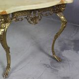 Italian Vintage Brass Coffee Table With Marble by Orsenigo, 1960s