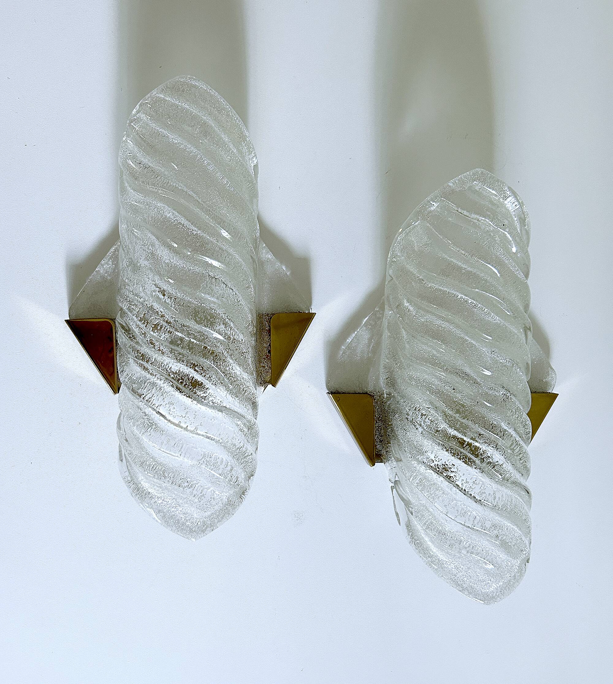 Pair of large Murano glass wall lights