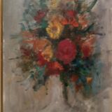 Still life painting with a vase of flowers by Osman DE Scolari (Palermo, 1908 - Florence, 1998)