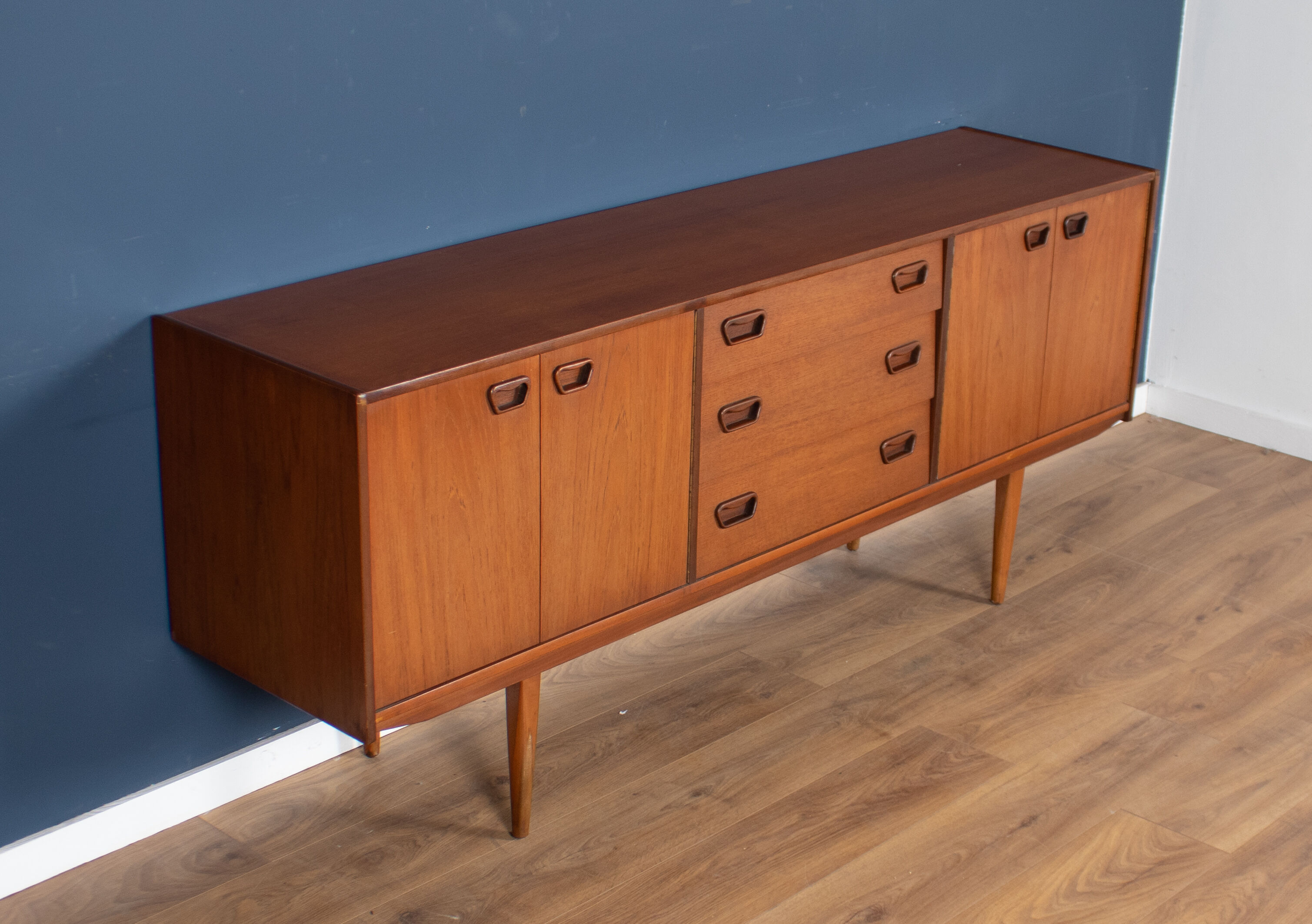 Retro teak 1960s mid century long teak sideboard