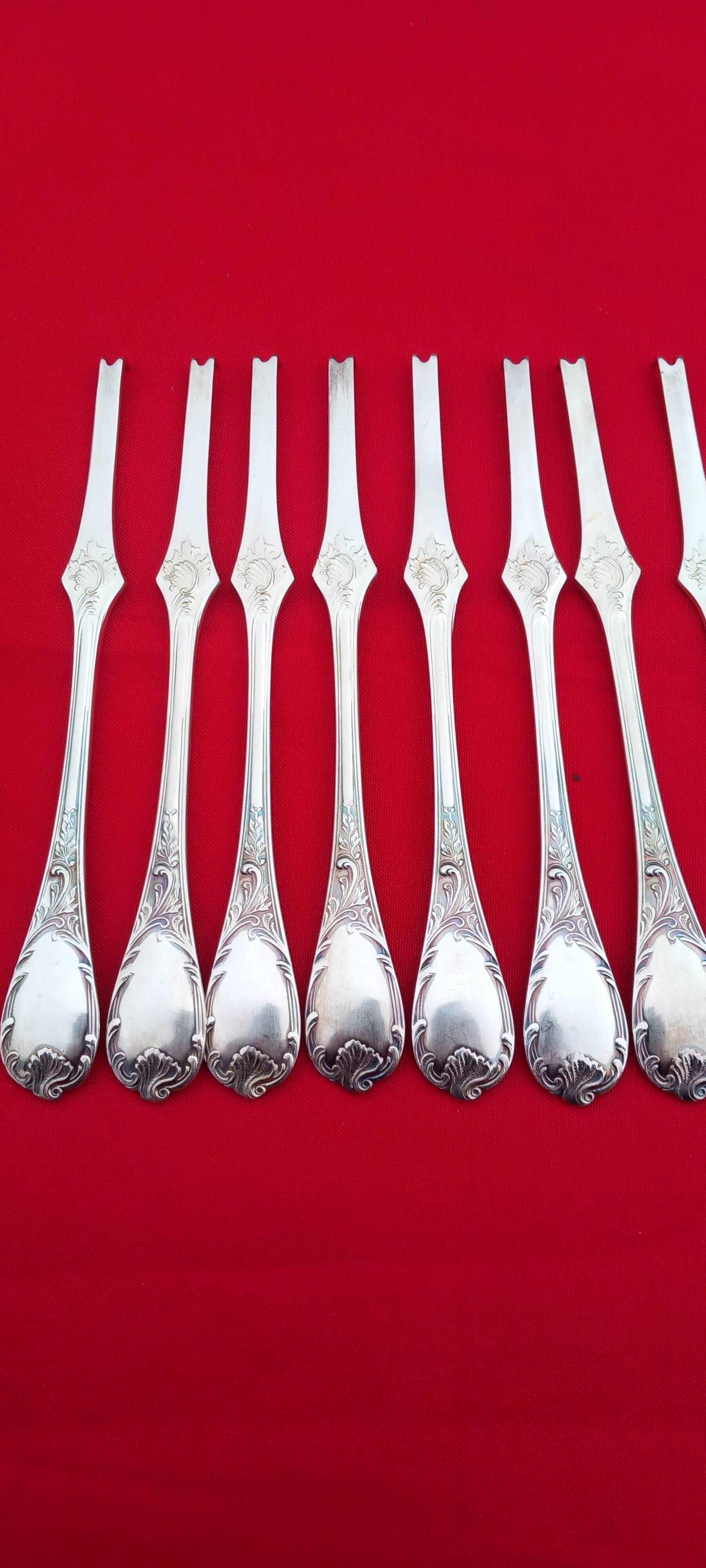Christofle 12 lobster curettes - marly model - silver metal