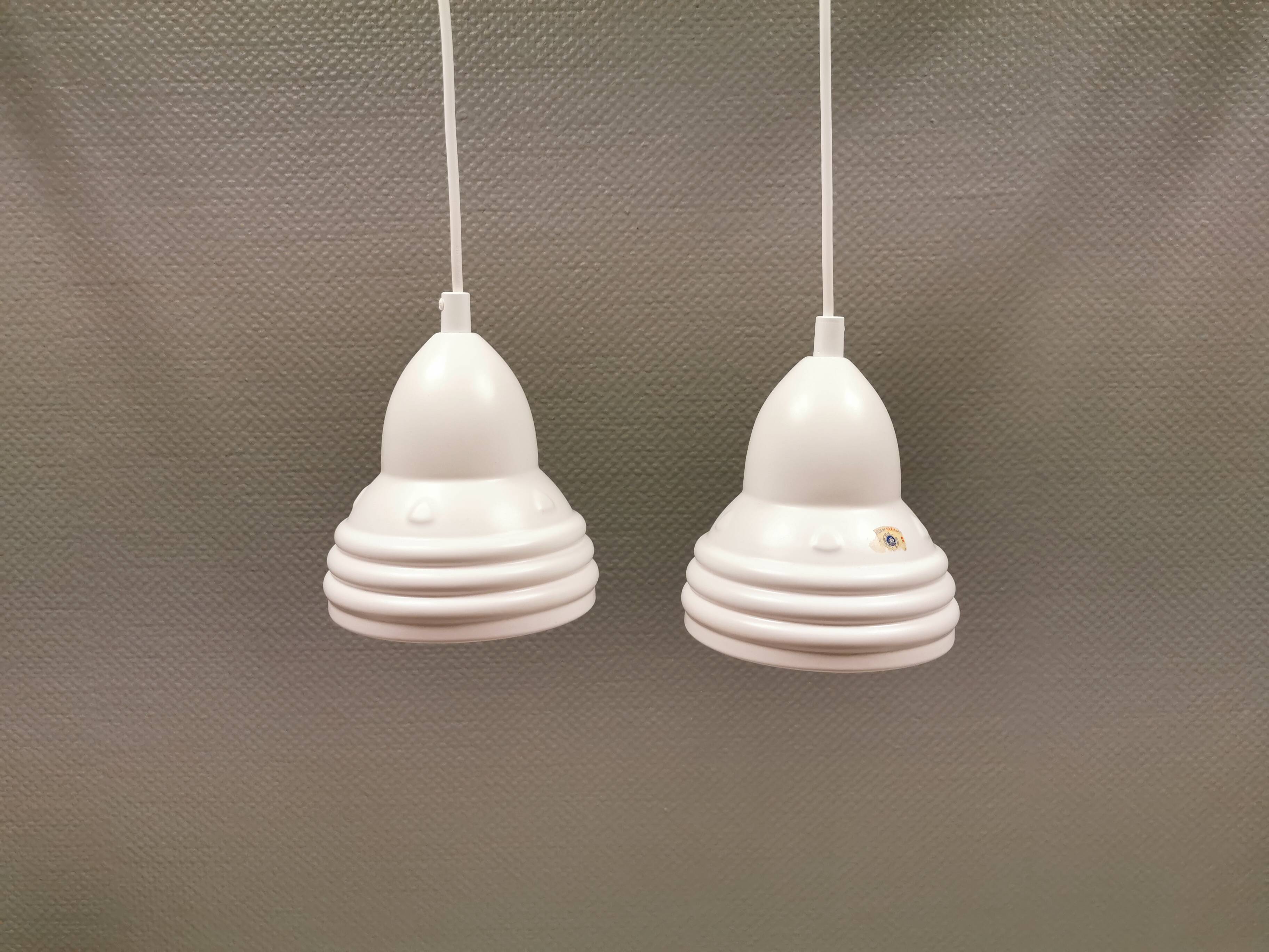 Two small ceramic hanging lights from Danish Søholm, estimated 1980s.