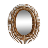 miroir soleil rotin ovale circa 1970 Diamètre 45 cm