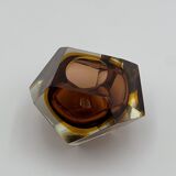 Murano Sommerso- Handmade Glass Vase in Hazelnut Brown and Gold, 1960s