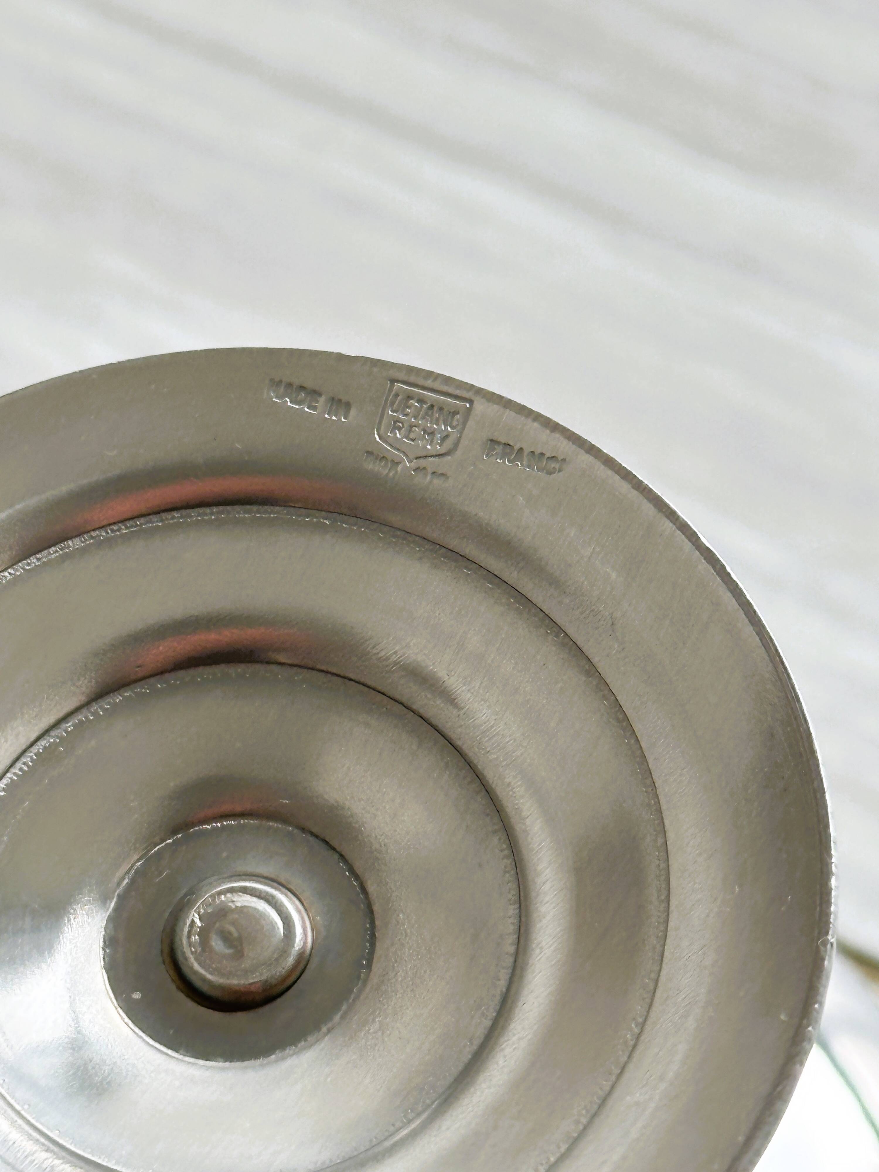 6 stainless steel standing cups, Letang Remy, France.